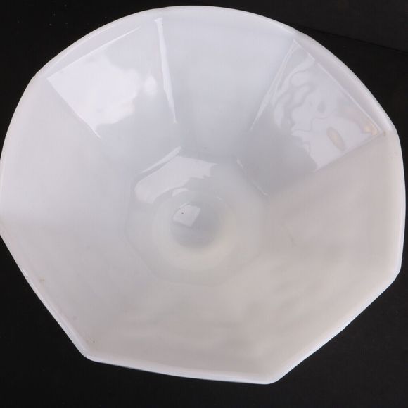 Vintage 1950s Octagonal Milk Glass Grapevine Embossed Table Centerpiece Compote - Picture 3 of 11